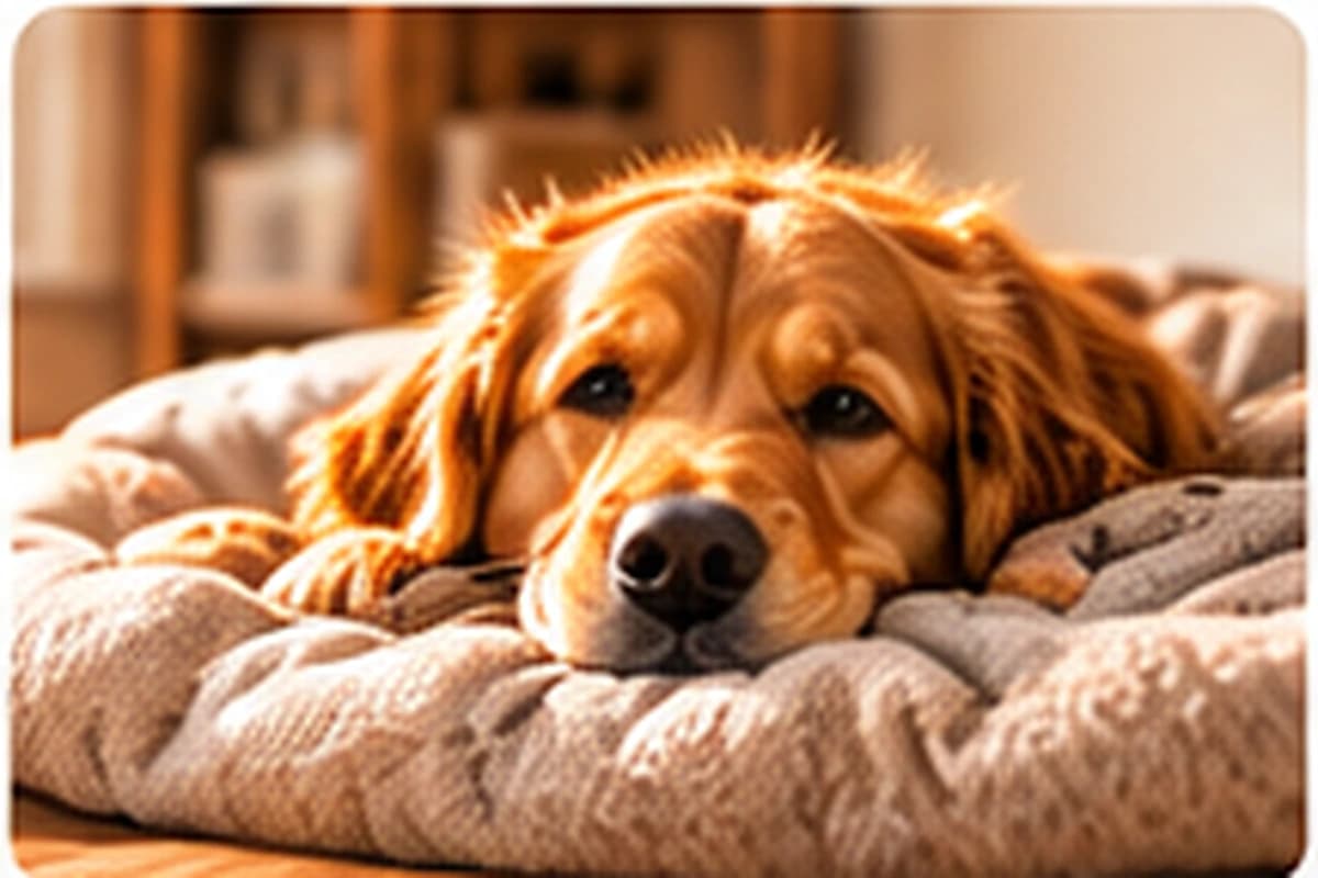 Relaxed dog enjoying comfortable home-style dog sitting